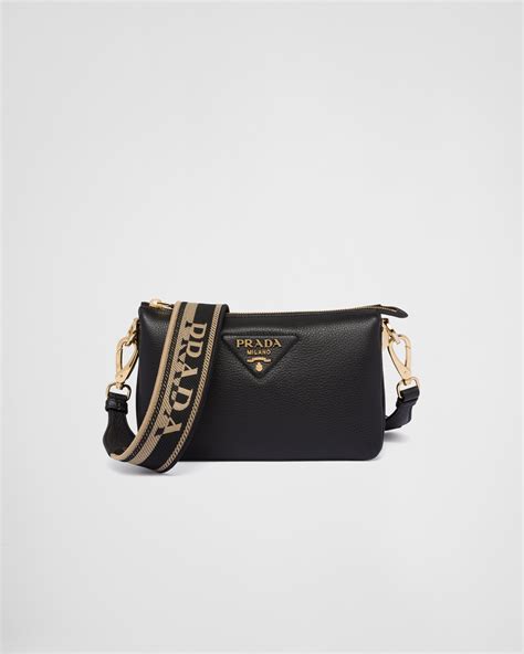 tracolla prada saldi|prada black leather shoulder bag.